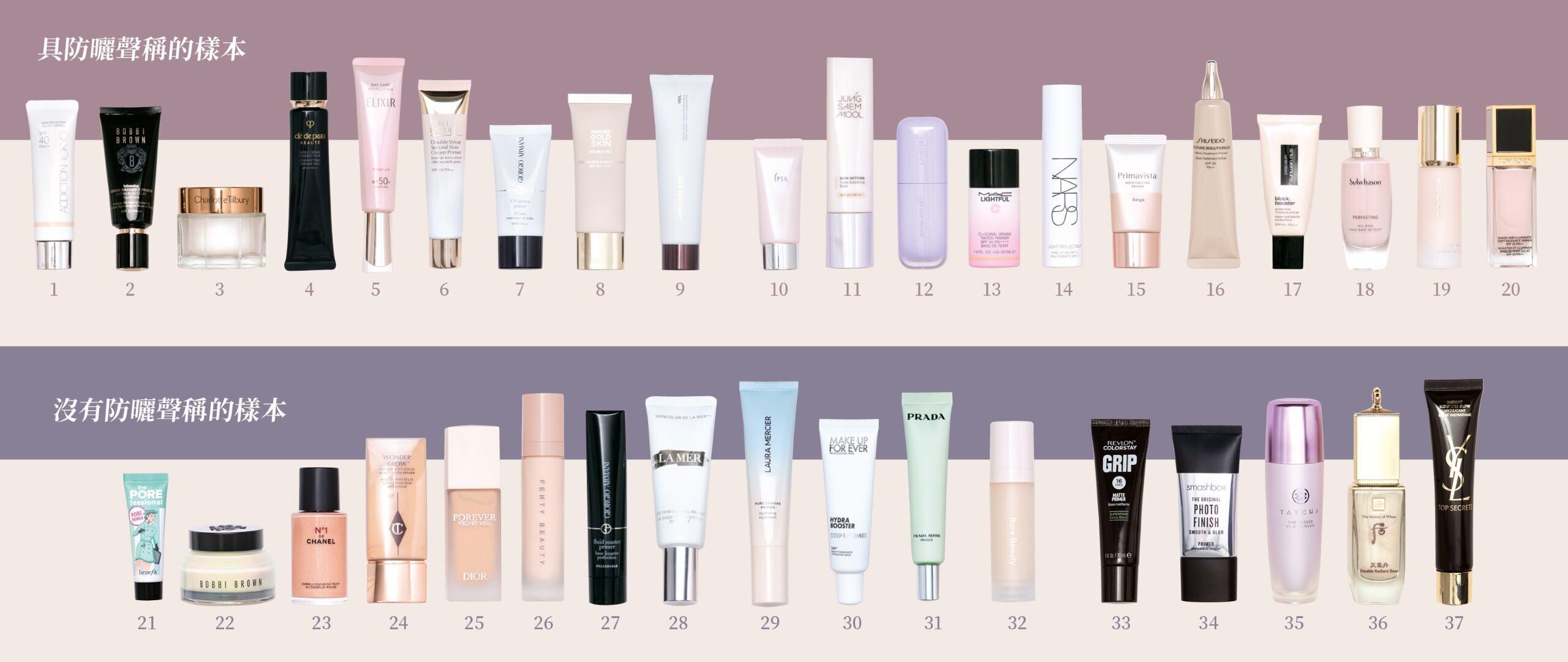 37款妝前底霜樣本。(消委會圖片)