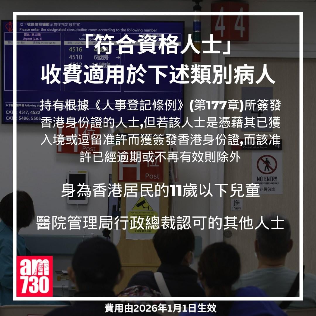 急症室收費丨2026年1月1日生效(am730製圖)