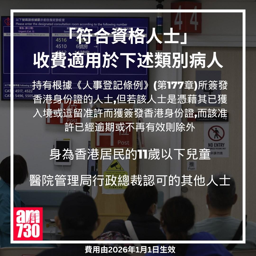急症室收費丨2026年1月1日生效（am730製圖）