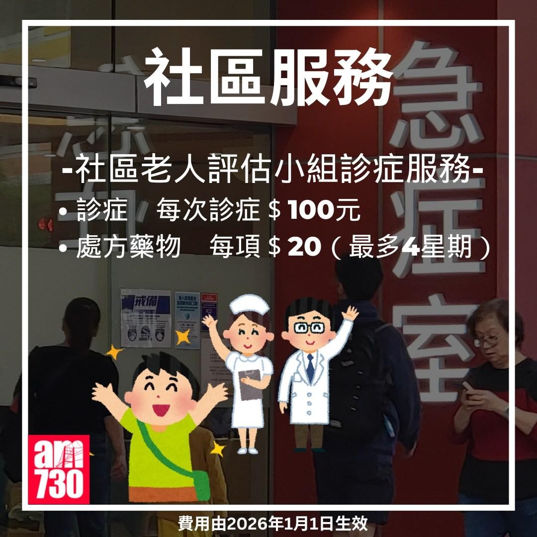 急症室收費丨2026年1月1日生效（am730製圖）