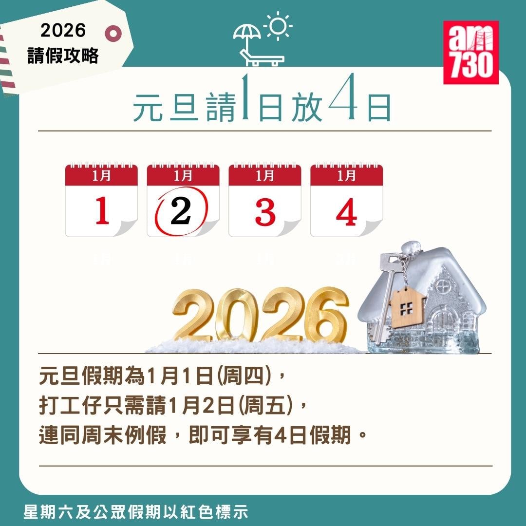 2026年公眾假期請假攻略|(am730製圖)