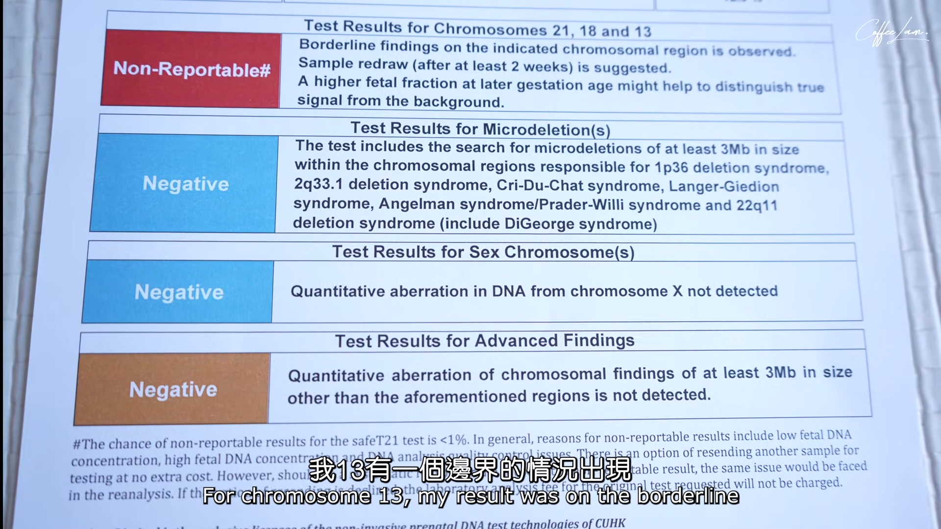 Coffee在片中談到得知BB可能有染色體問題之後,哭成淚人。