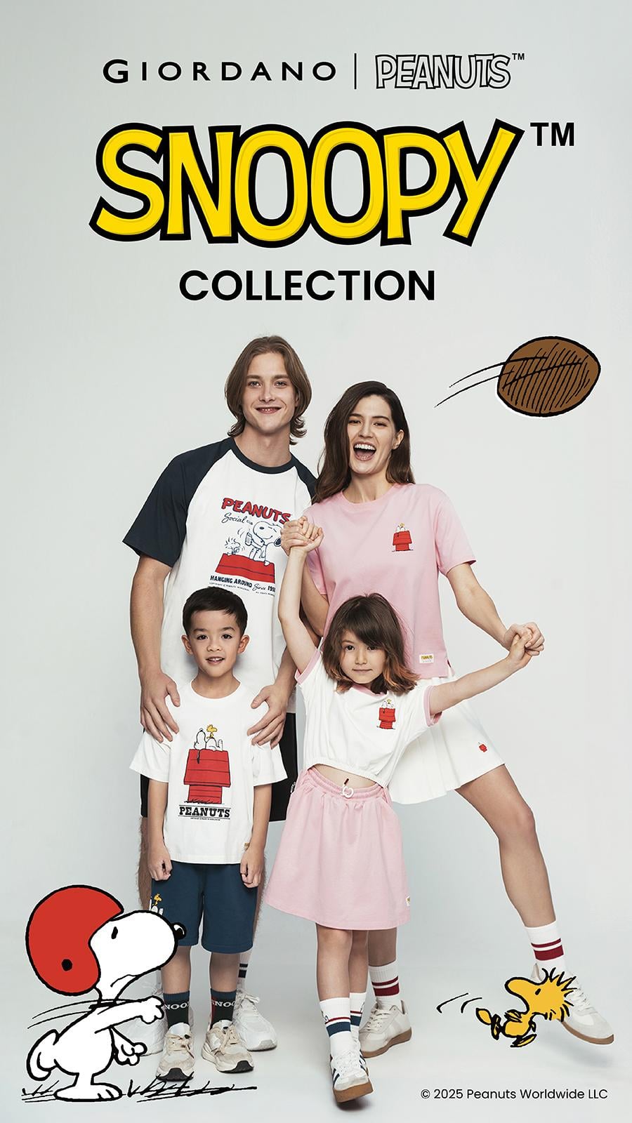 GIORDANO為慶祝《花生漫畫》75周年,推出Snoopy親子裝。