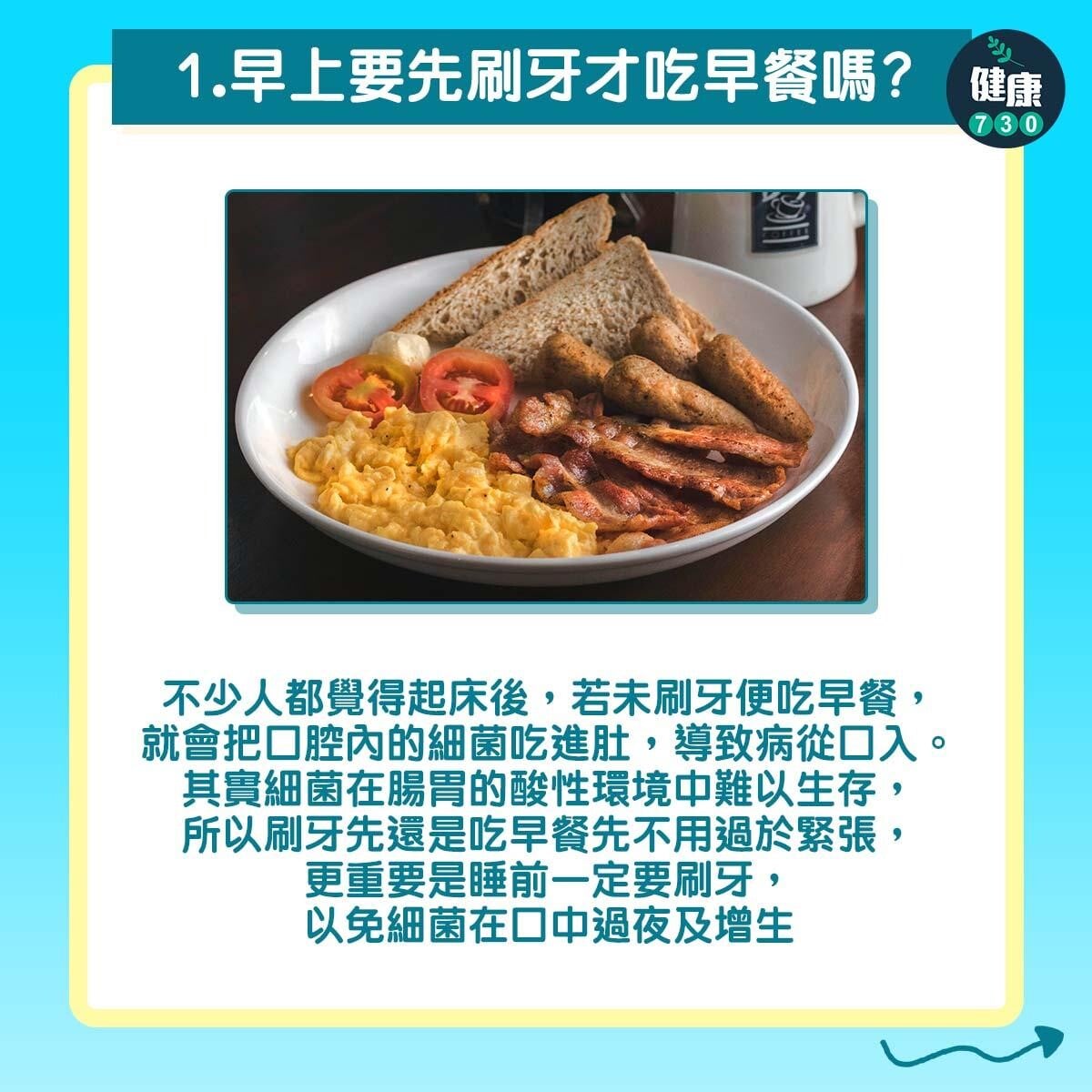 了解刷牙6個迷思|早上要先刷牙才吃早餐嗎?(am730製圖)
