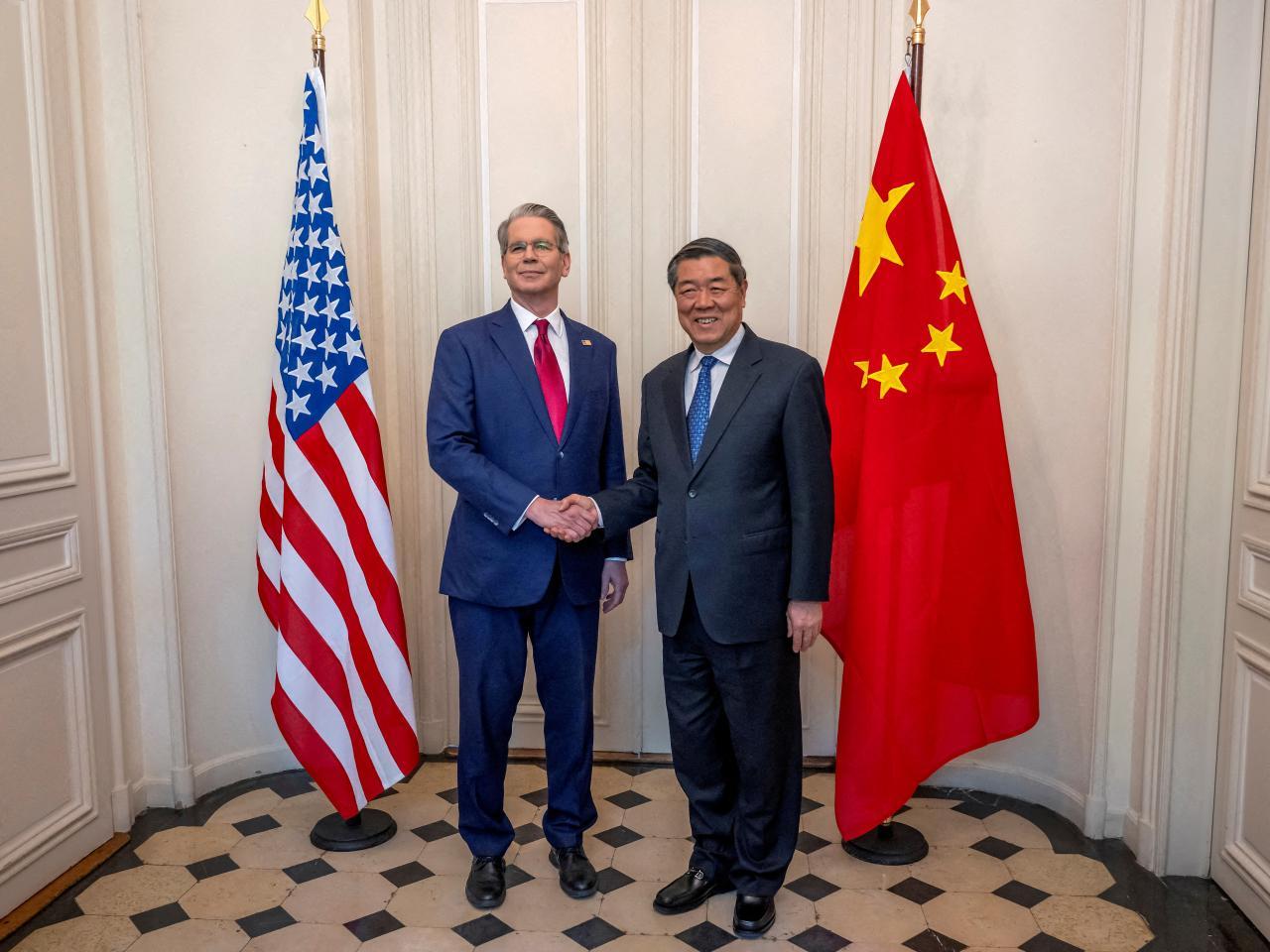 中國副總理何立峰與美國財長貝森特視像通話,雙方同意盡快舉行新一輪中美經貿磋商。(路透社資料圖片)