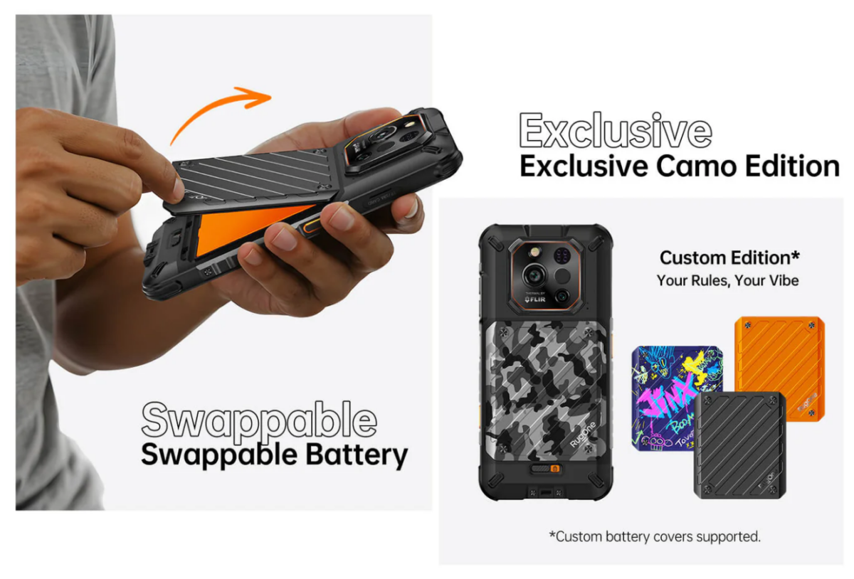 三防手機RugOne Xever 7系列單顆電池支援 30 小時連續使用,雙電池續航力更達 60 小時