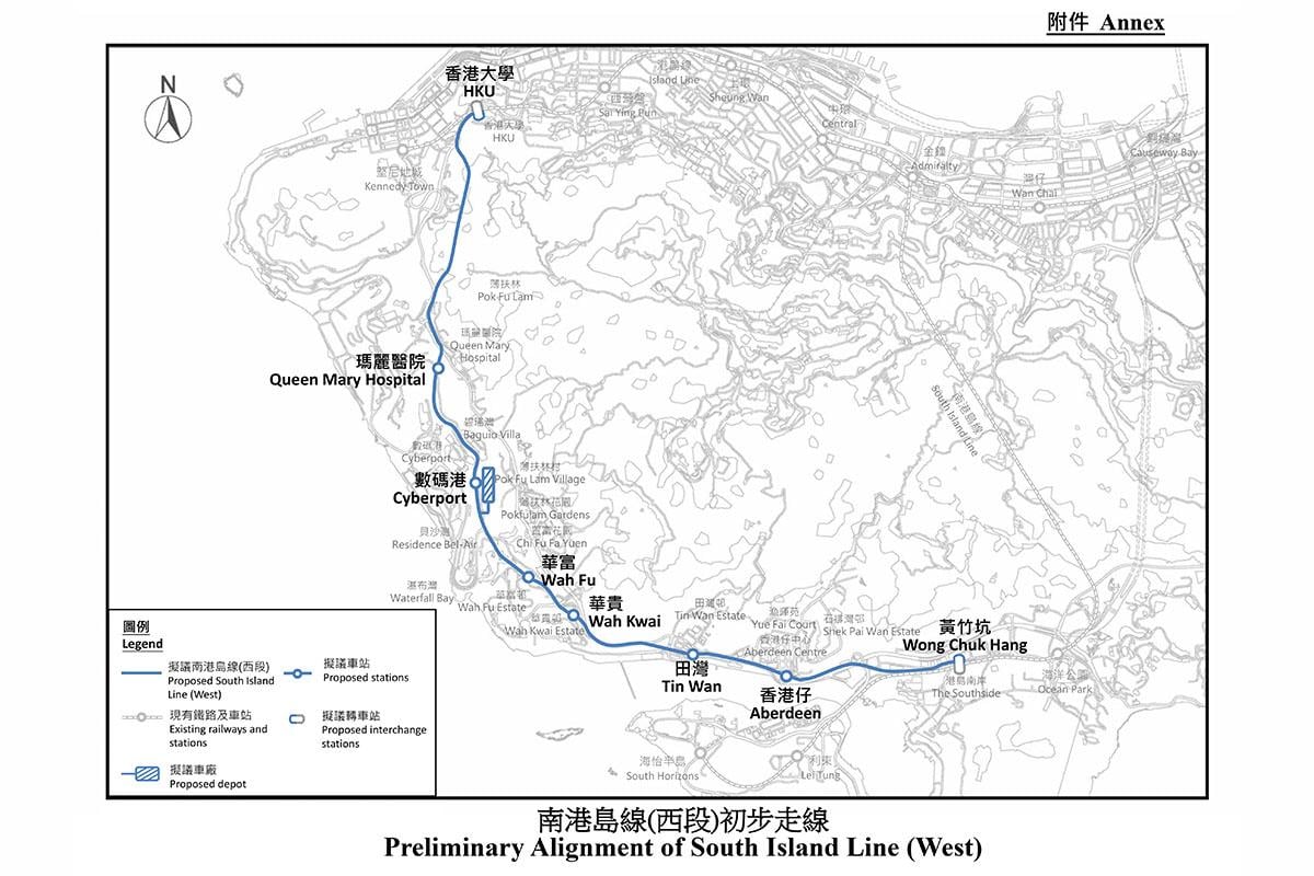 政府公布南港島線(西段)的初步走線,設有8個車站。(政府新聞處)