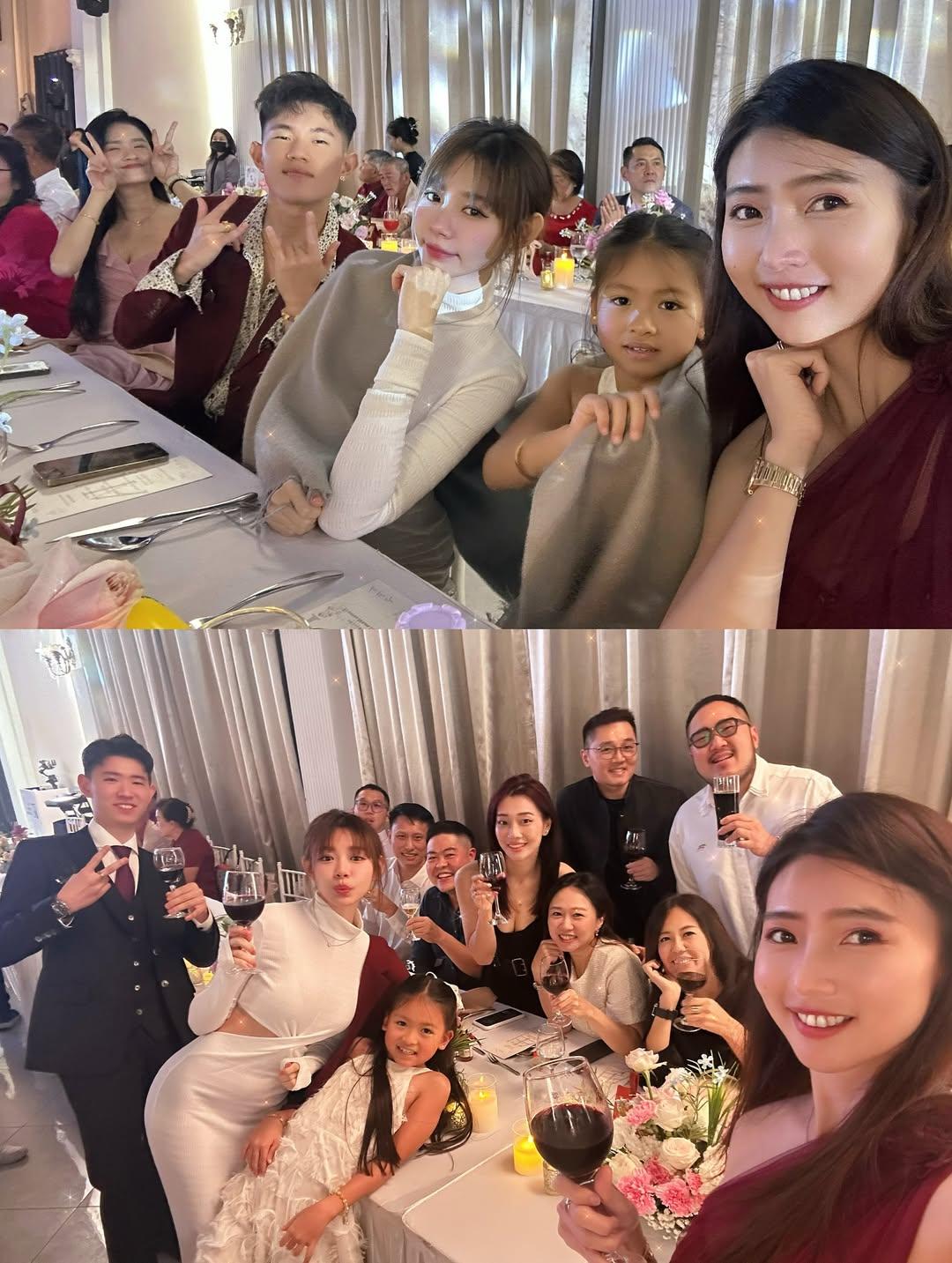 林明禎盛裝出席幼弟婚禮時大合照。