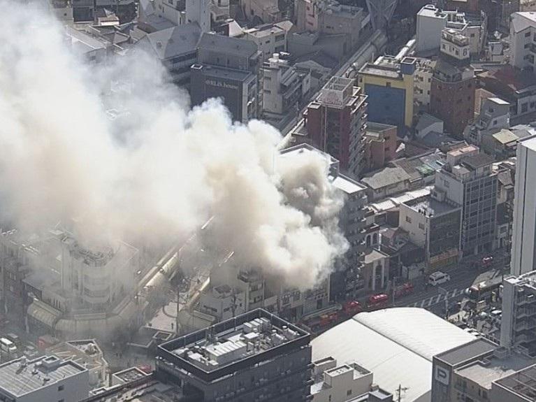 大阪通天閣商業街一間肉類批發公司火警。(網上圖片)