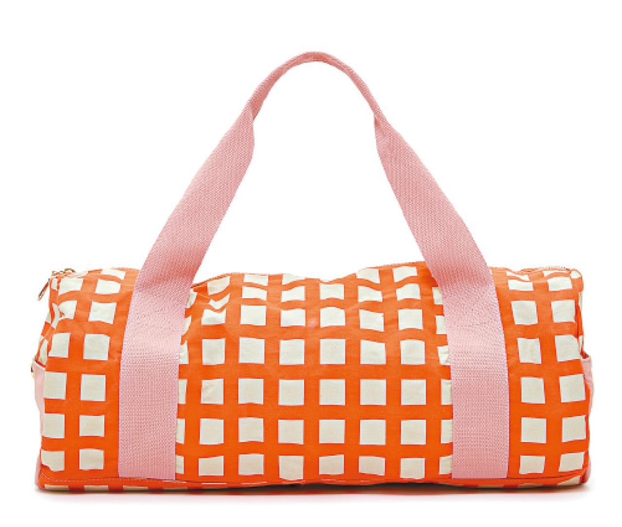 橙杏格仔圖案手提袋 $379