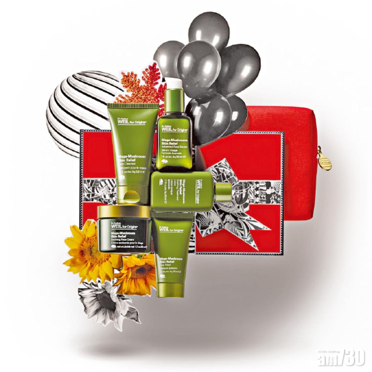 Dr. Andrew Weil for Origins 靈芝菇菌強效健膚套裝
套裝包括面霜、精華、舒緩水及潔面乳等,經典菇菌配方及草本「撲火」成分,有效舒緩敏感肌膚,提升細胞防禦能力,調理肌膚。$1,060(d)