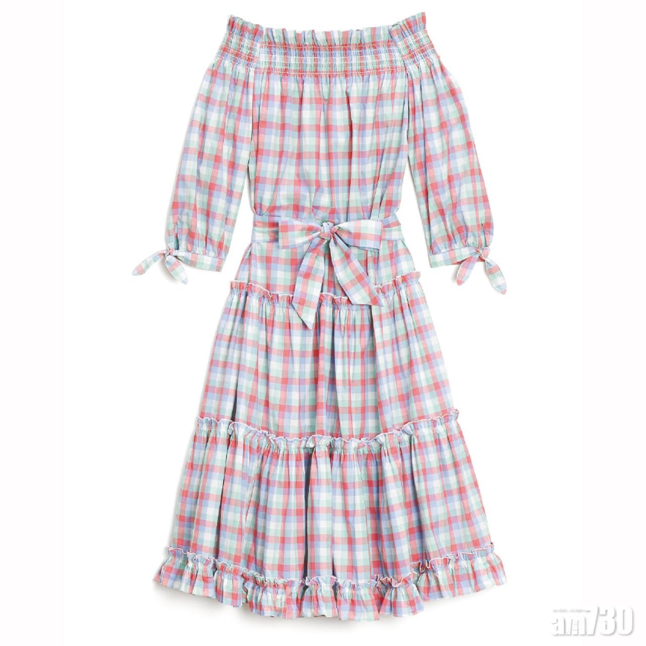 Madras Off Shoulder Dress $2,600