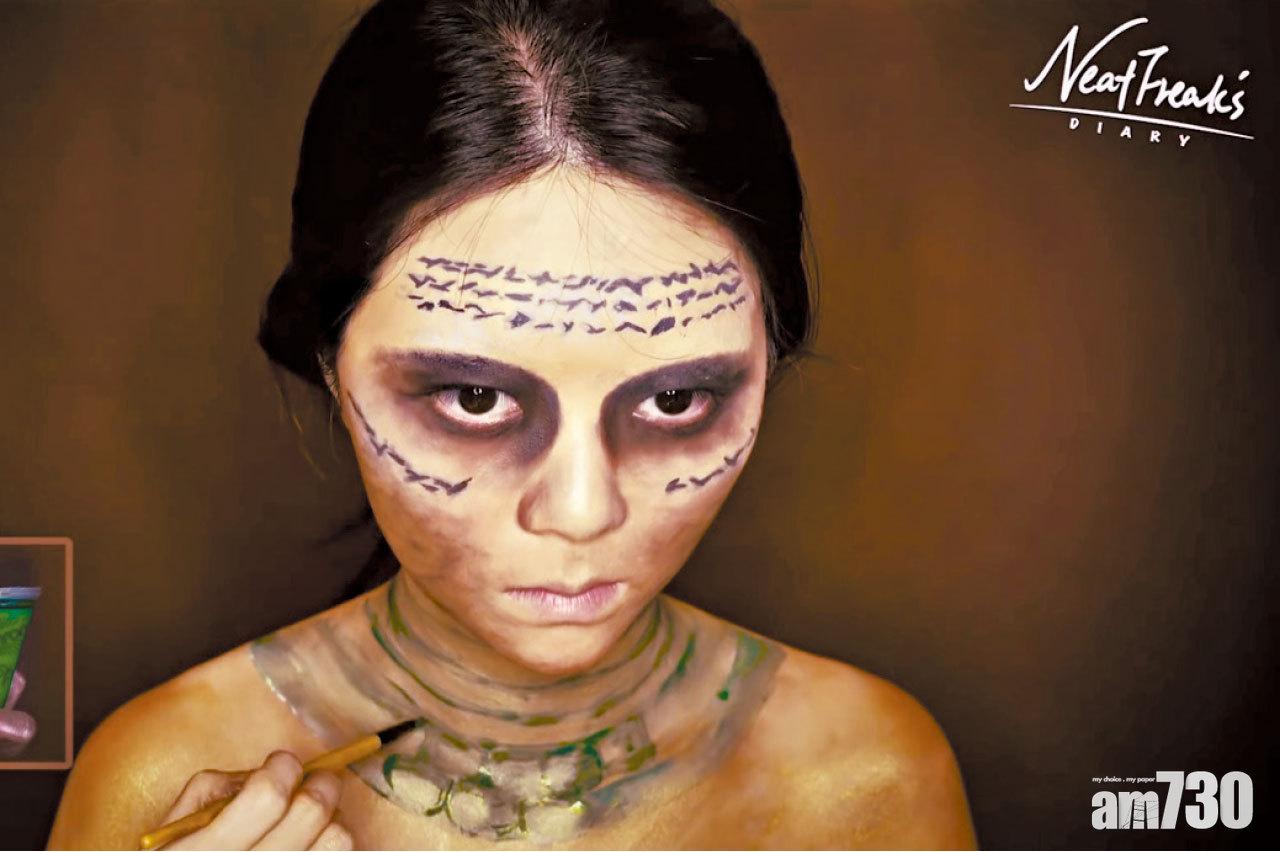 曾樂彤不只著重臉妝,以彩繪為自己添上「服飾」。