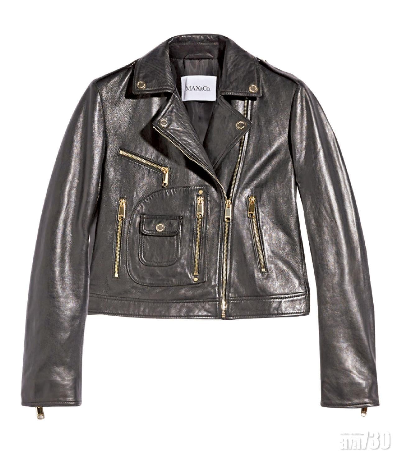 黑色皮革biker jacket $6,380