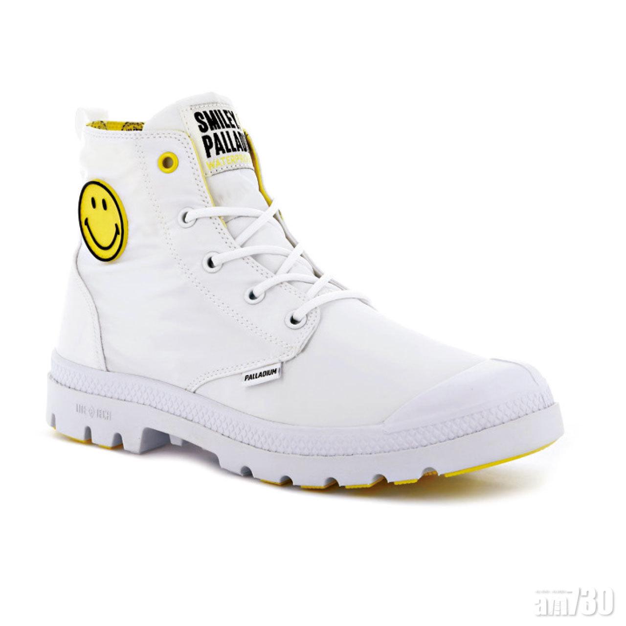 Palladium x Smiley白色帆布高筒靴 $880 (a)