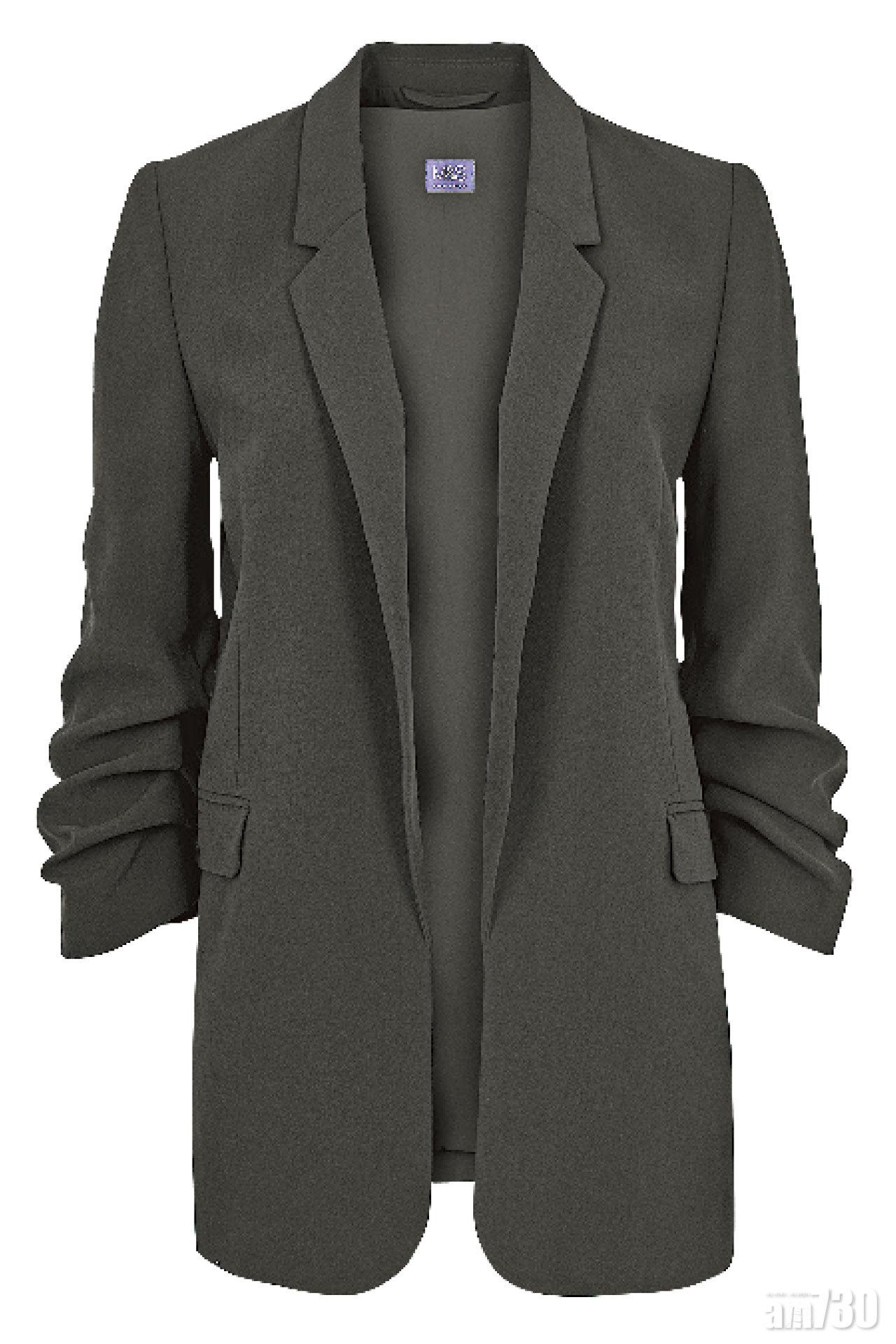 黑色薄絨摺袖blazer $799(B)