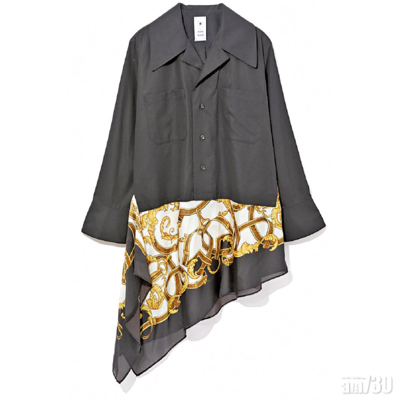黑色拼花紋絲布shirt $4,499(E)