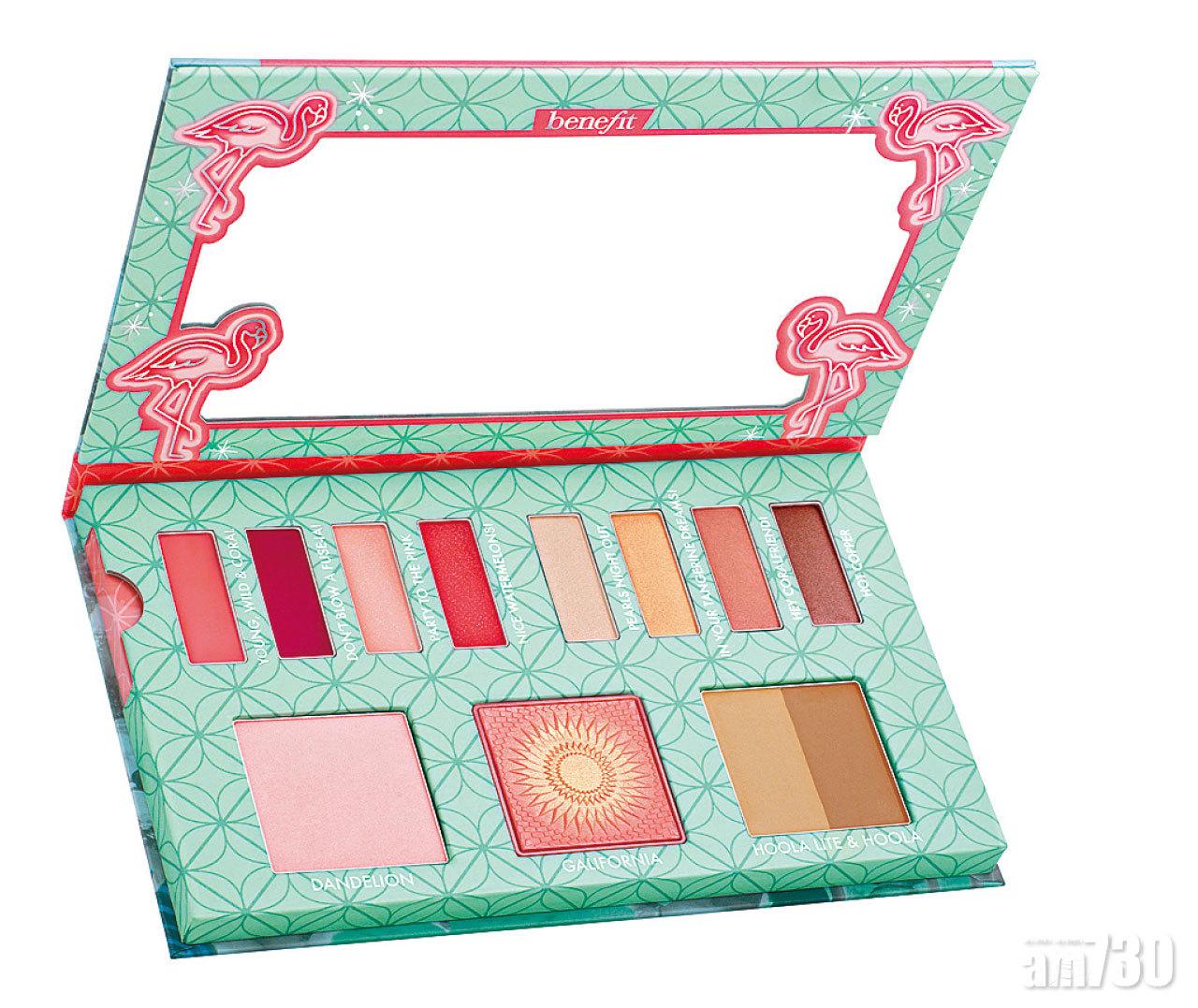 Party Like a Flockstar Styled眼唇及胭脂彩妝組合 $310 (a)
靈感源自紅鶴的彩妝組合,內含2款古銅色調胭脂蜜粉、2款胭脂蜜粉、4款眼影、2款唇彩及2款唇色,一盒就能塑造不同玩味亮麗的妝容。