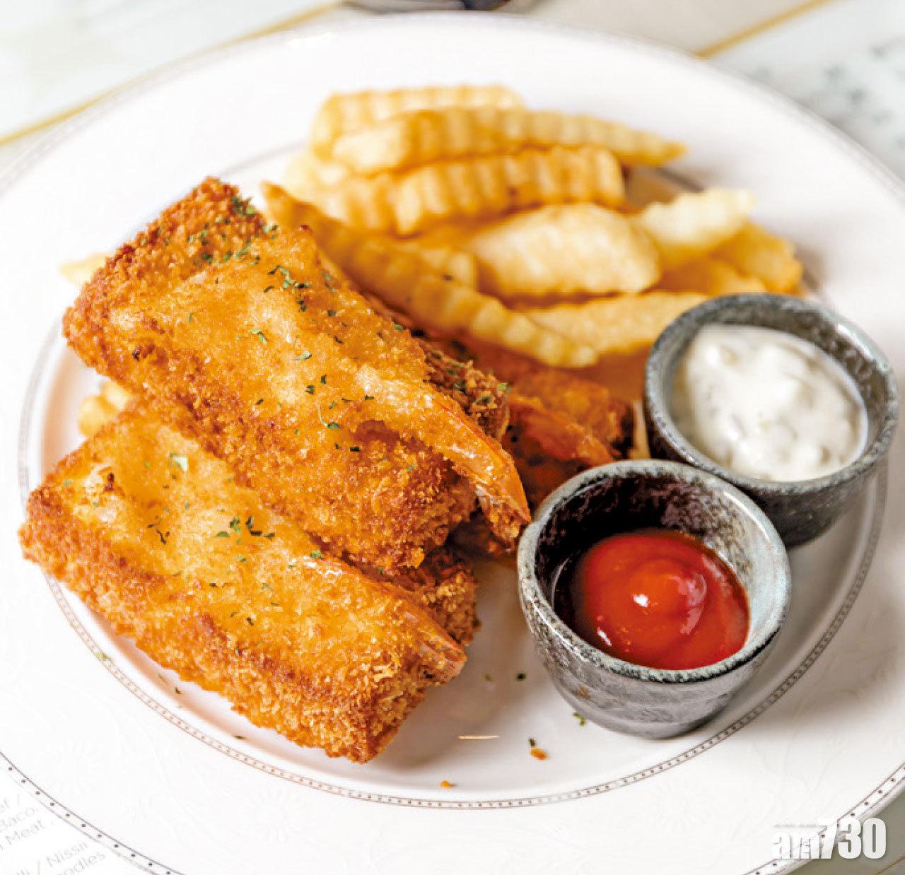 ▲嘩然蝦多士,英文名真是WoW Prawn Toast。用上原隻鳳尾蝦釀入蝦膠,與牛油厚多士分段炸脆,真的令人嘩一聲。$62