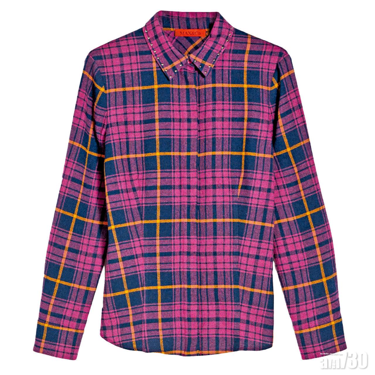 紫色鉚釘領格仔圖案shirt $2,480(B)