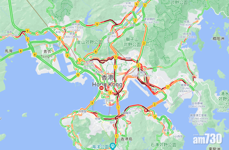 各區主要道路交通繁忙。(Google Map)