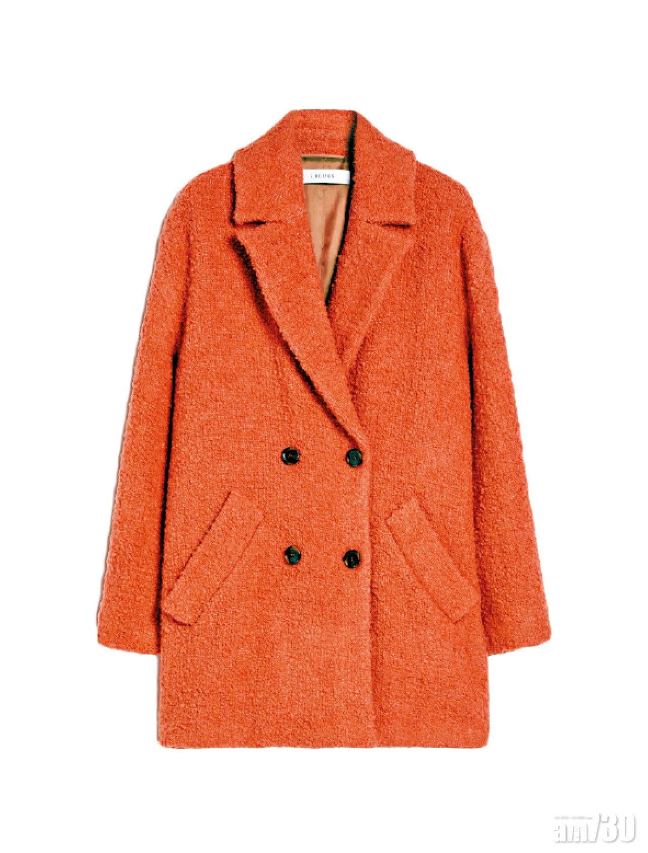 橙色毛絨pea coat $5,080(C)