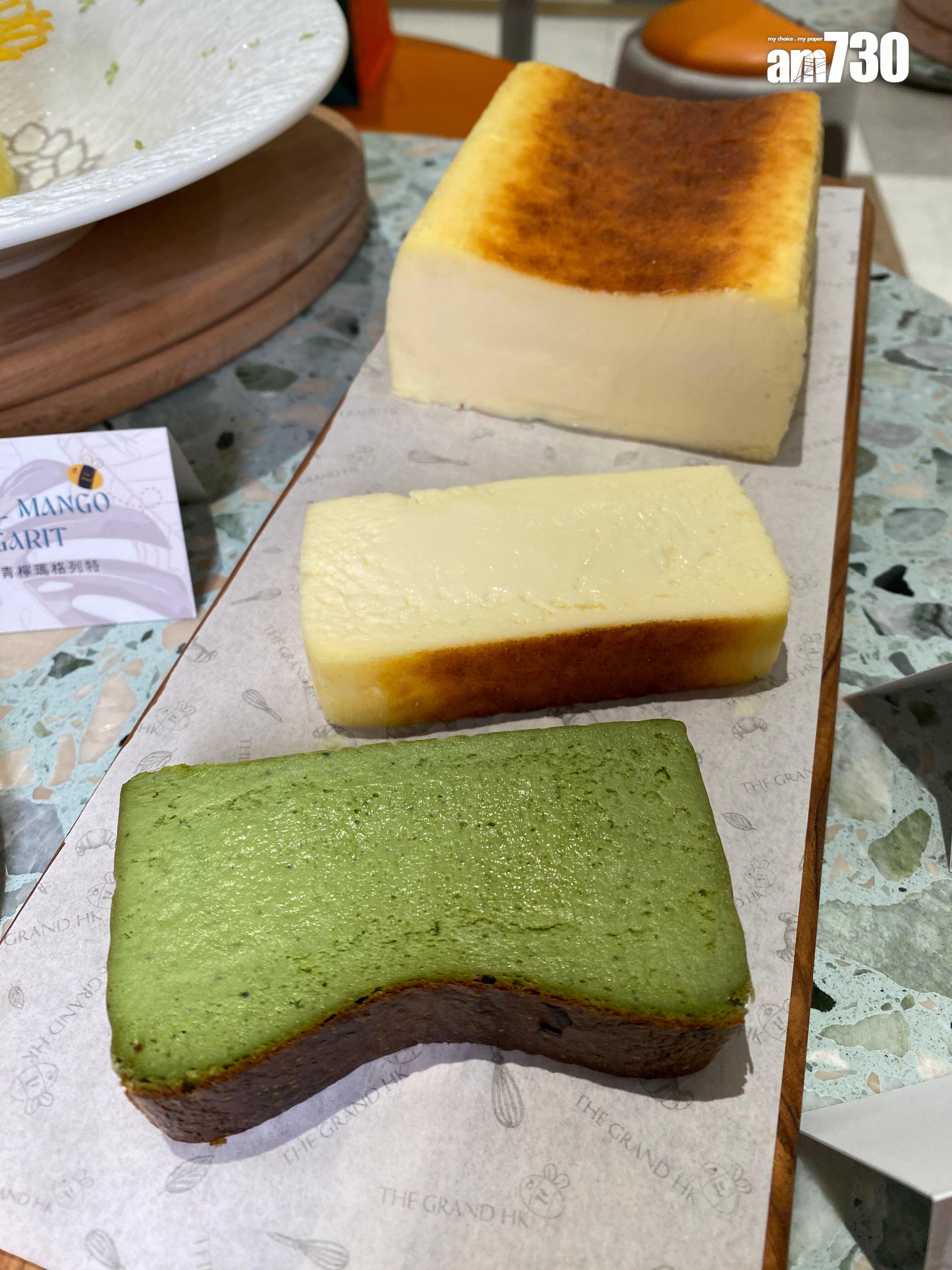 巴斯克芝士蛋糕 $45/100g 口味有西西里開心果,本地蜂蜜、馬達加斯加雲呢拿、法芙娜黑朱古力、北海道南瓜、日本丸久小山園青嵐抹茶、日本九鬼芝麻。