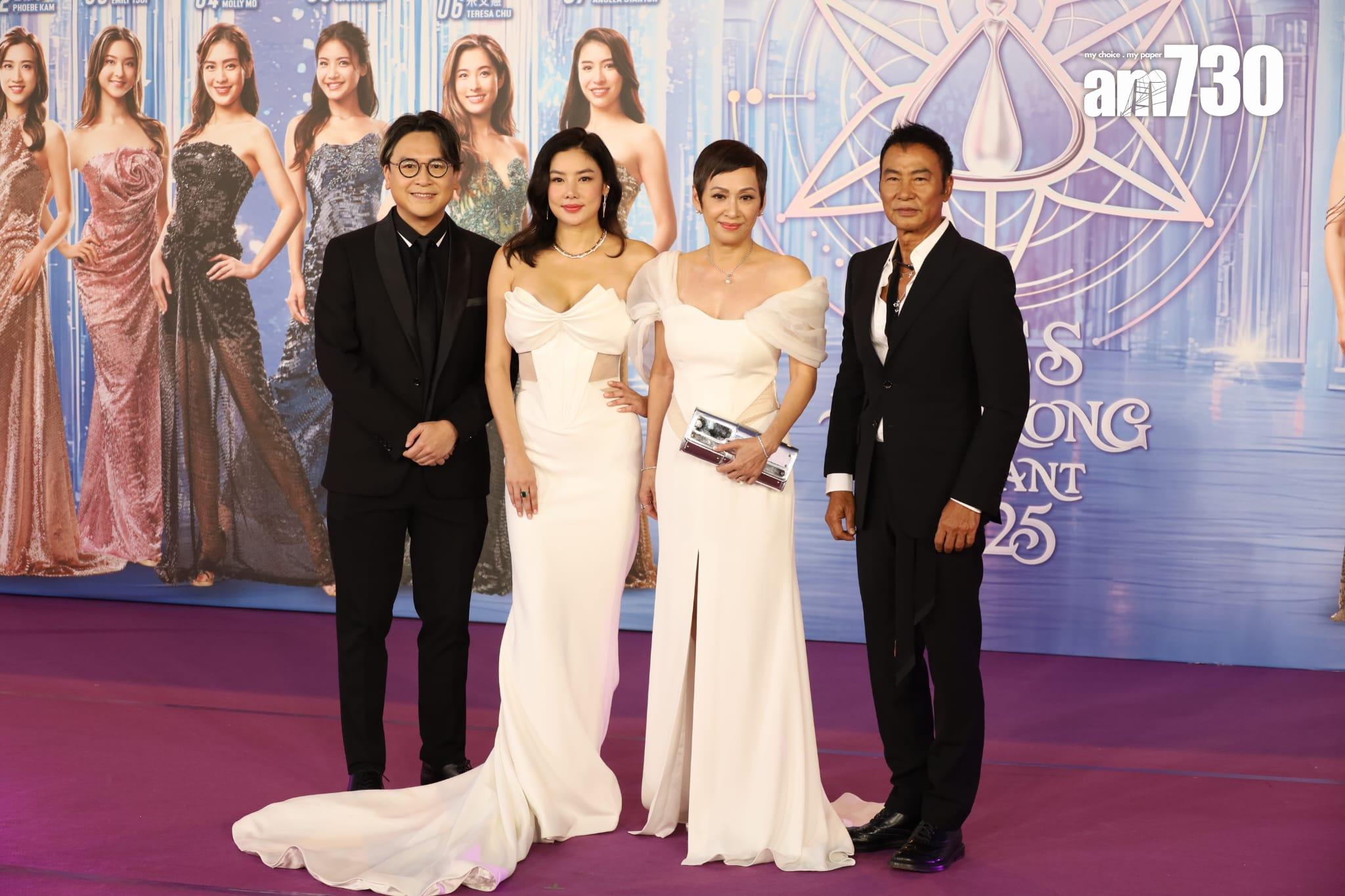 任達華、余安安、樂基兒及電影導演簡耀宗為「最上鏡小姐」擔任評判。 (鍾式明攝)