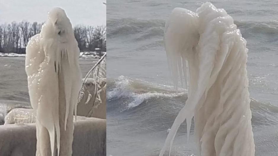 兩座冰雕令人看得毛骨悚然。(互聯網)