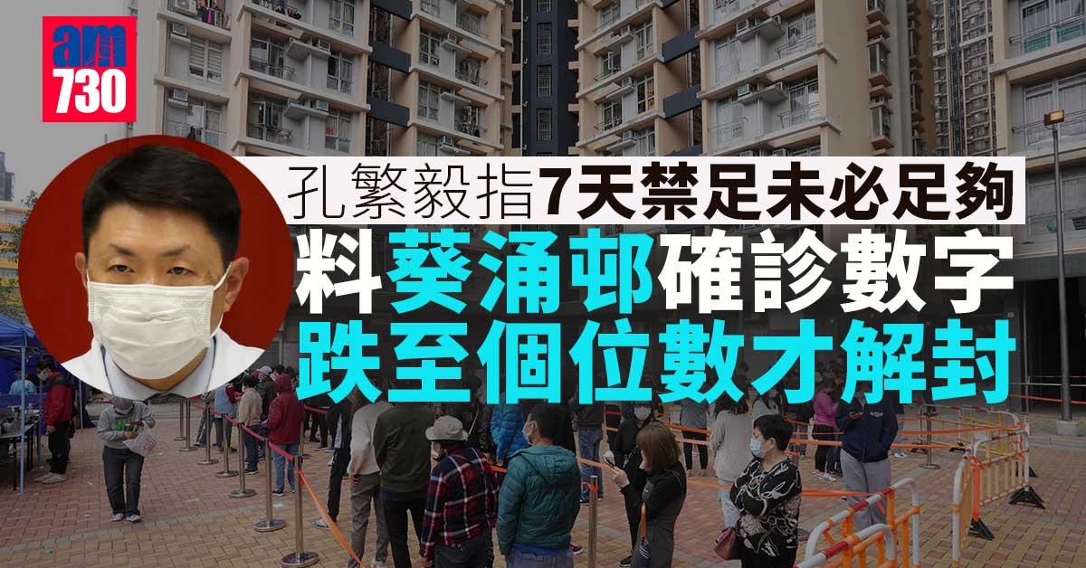 新冠肺炎｜料葵涌邨確診跌至個位可解封　孔繁毅：農曆年後可恢復晚市堂食