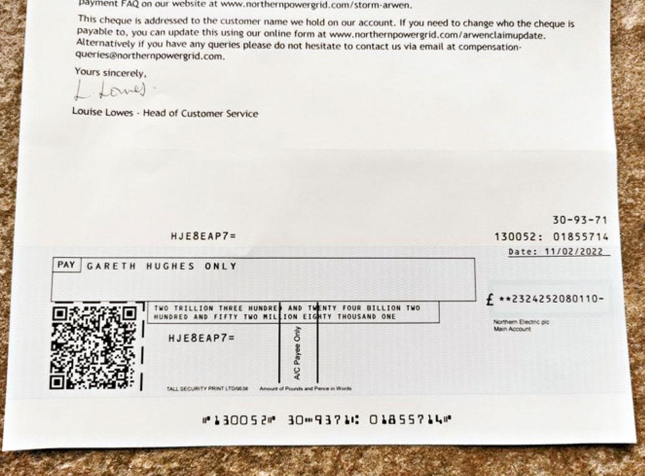 驚人金額｜英電力公司派錢擺烏龍 用戶接24.5萬億元支票