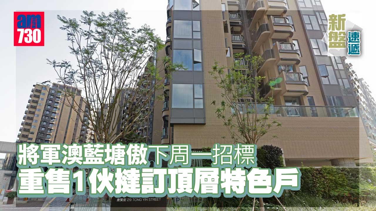 新盤速遞｜將軍澳藍塘傲下周一招標 重售1伙撻訂頂層特色戶
