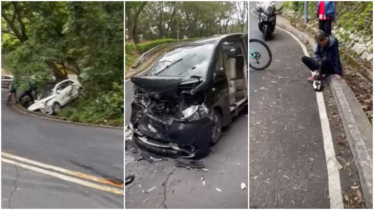 大帽山昨日發生兩車迎頭相撞意外