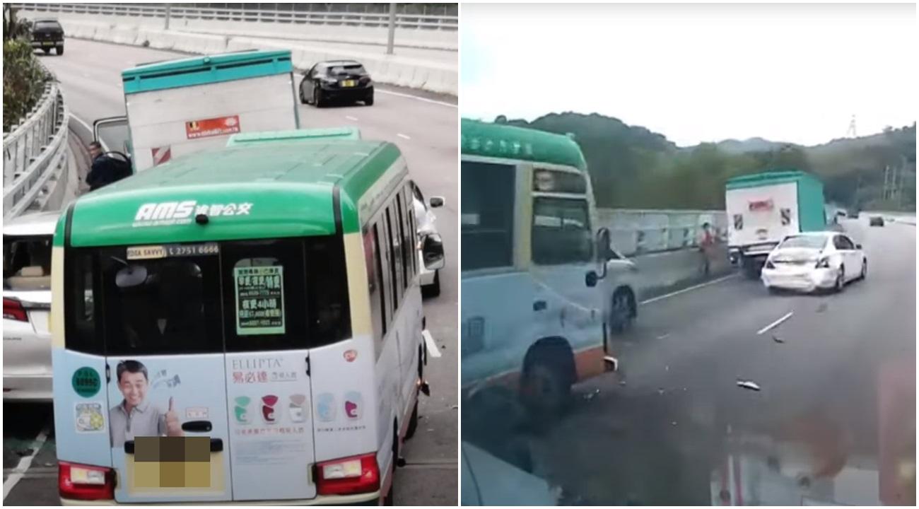 城門隧道近沙田入口，今早發生4車相撞意外