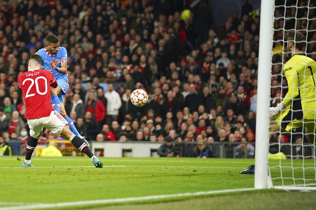 雷蘭洛迪的頭槌，為馬體會取得全場唯一入球，以1:0擊敗曼聯。(美聯社)