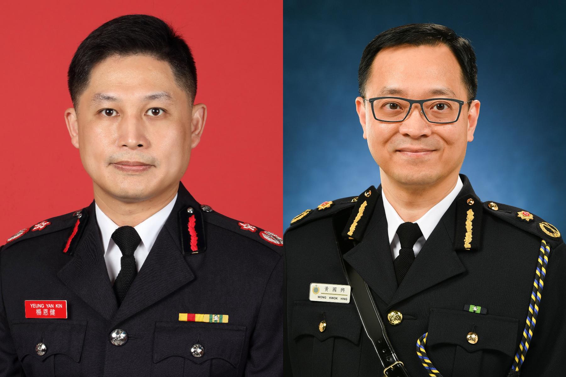 現任消防處副處長楊恩健(左)及現任懲教署副署長黃國興(右)。(政府新聞處)