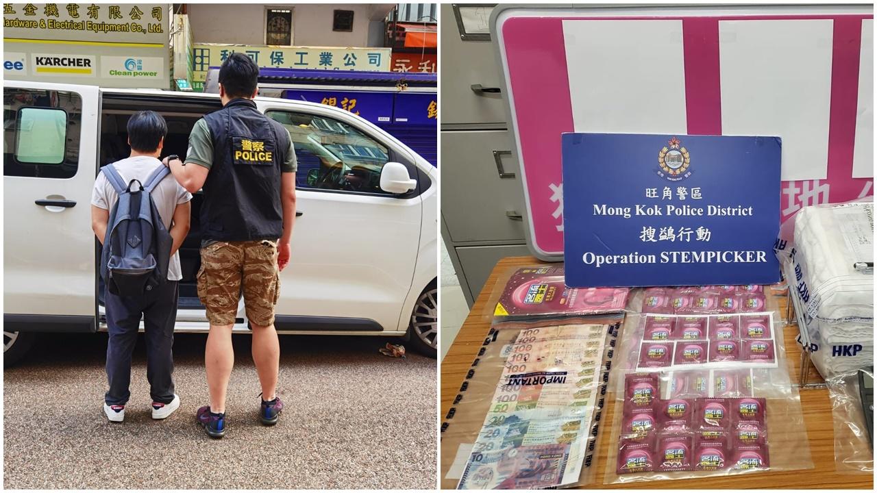 警員旺角掃黃拘捕1負責人，17歲女違反599F被票控。(警方圖片)