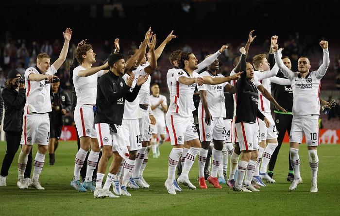 法蘭克福作客3:2擊敗巴塞羅那。(路透社)