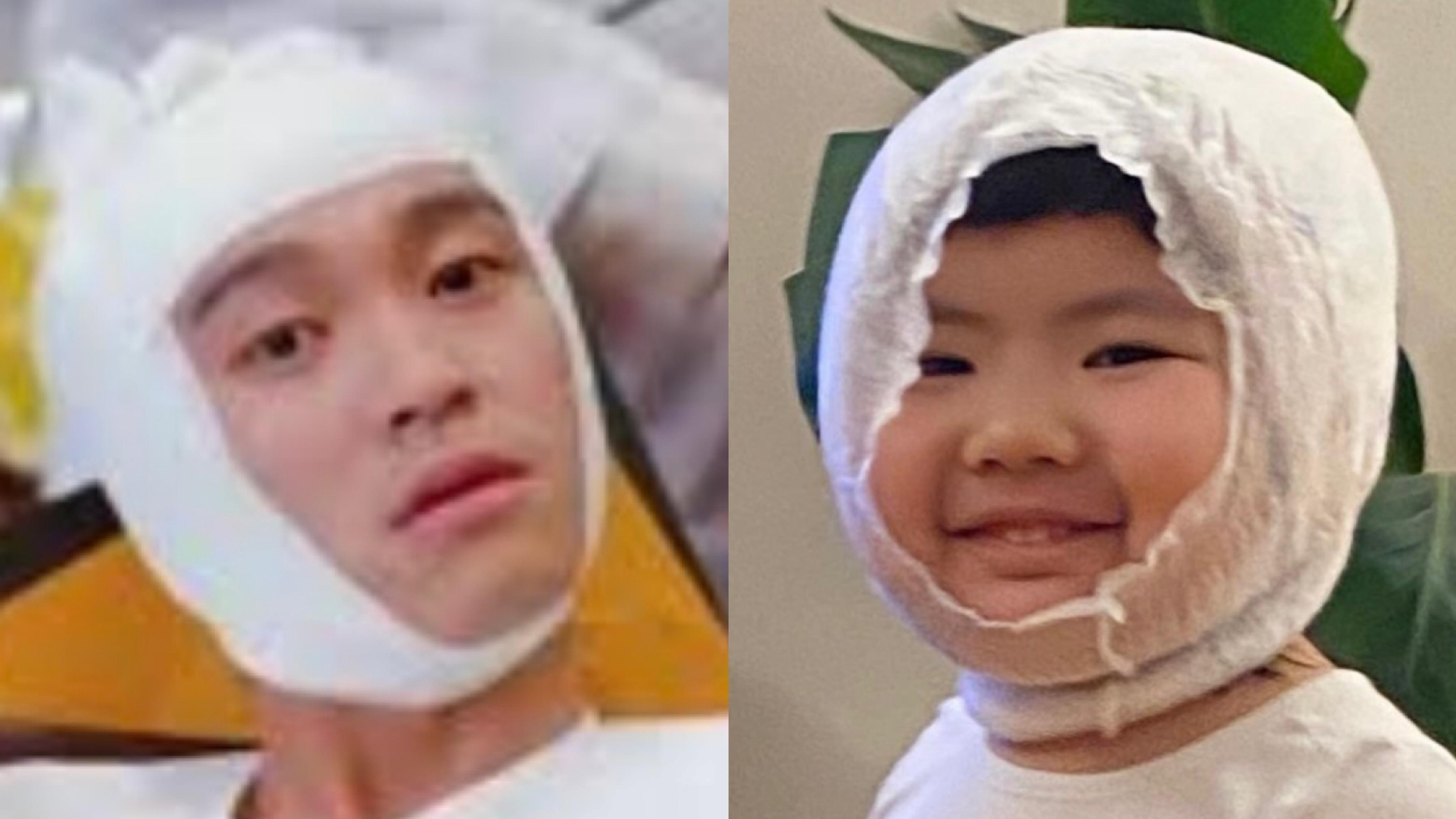 Lucy以尿片笠頭十足周星馳《家有囍事》造型