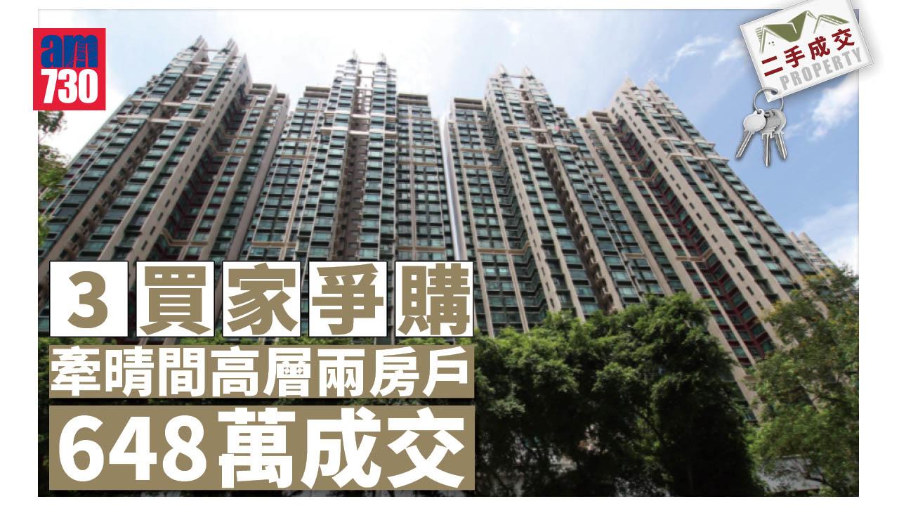 二手成交｜3組客爭買 牽晴間高層兩房戶648萬沽