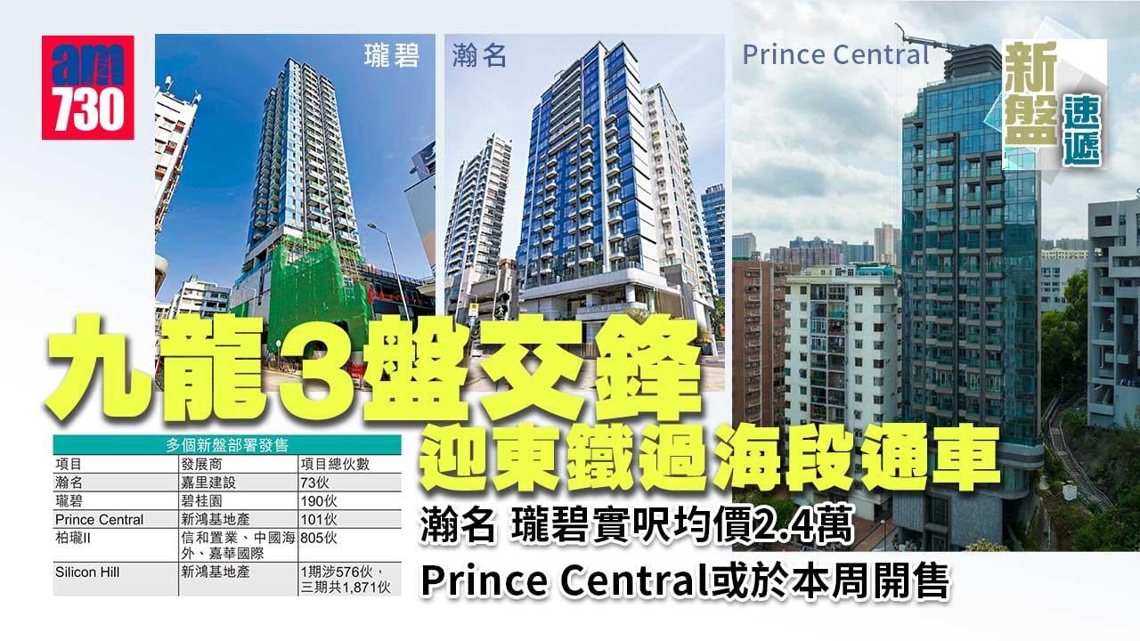瀚名瓏碧實呎均價2.4萬 九龍3盤交鋒 迎東鐵過海