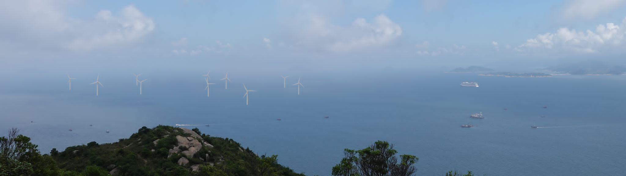 港燈計劃在南丫島西南水域興建風力發電場。(港燈圖片)