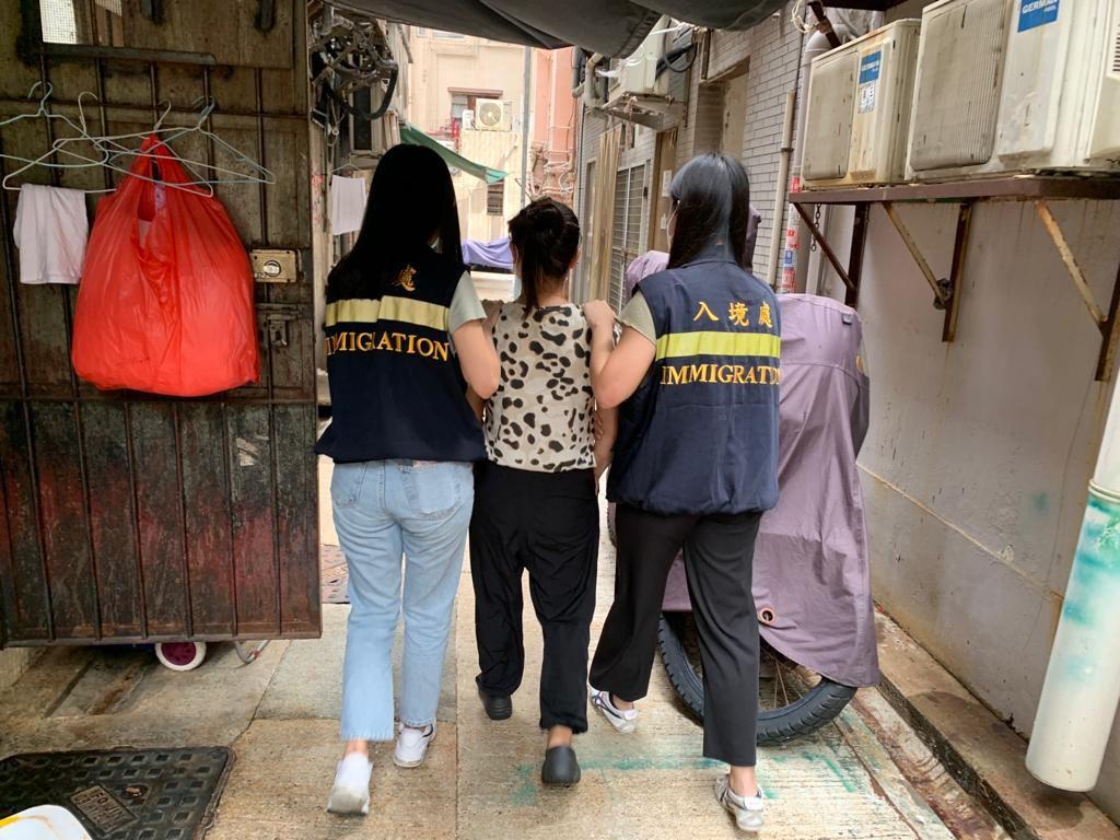 懷疑非法勞工在行動中被捕。(入境處圖片)
