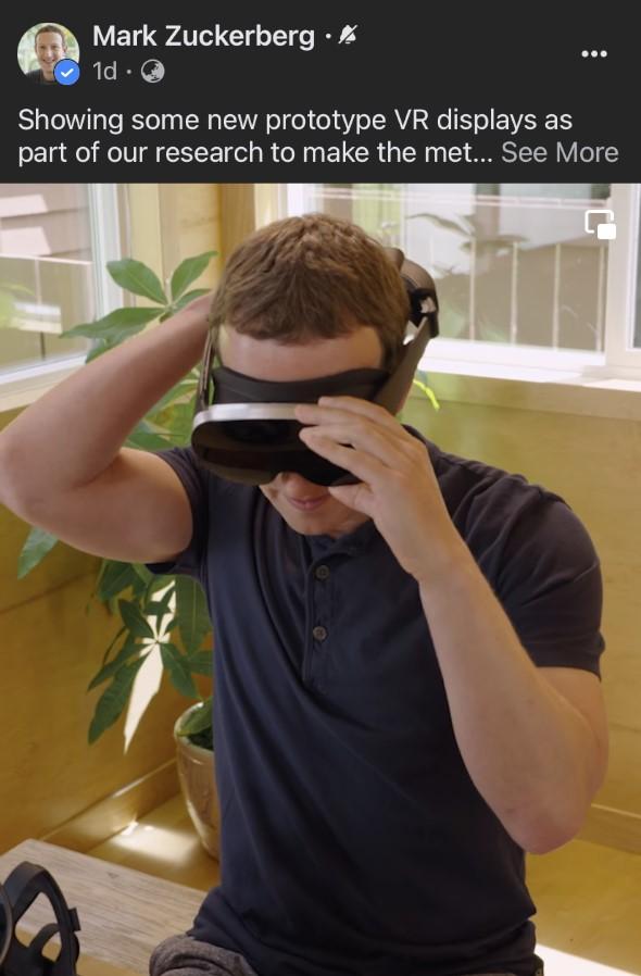 Zuckerberg指元宇宙配套器材面世不會太久   面書上展示VR設備原型 