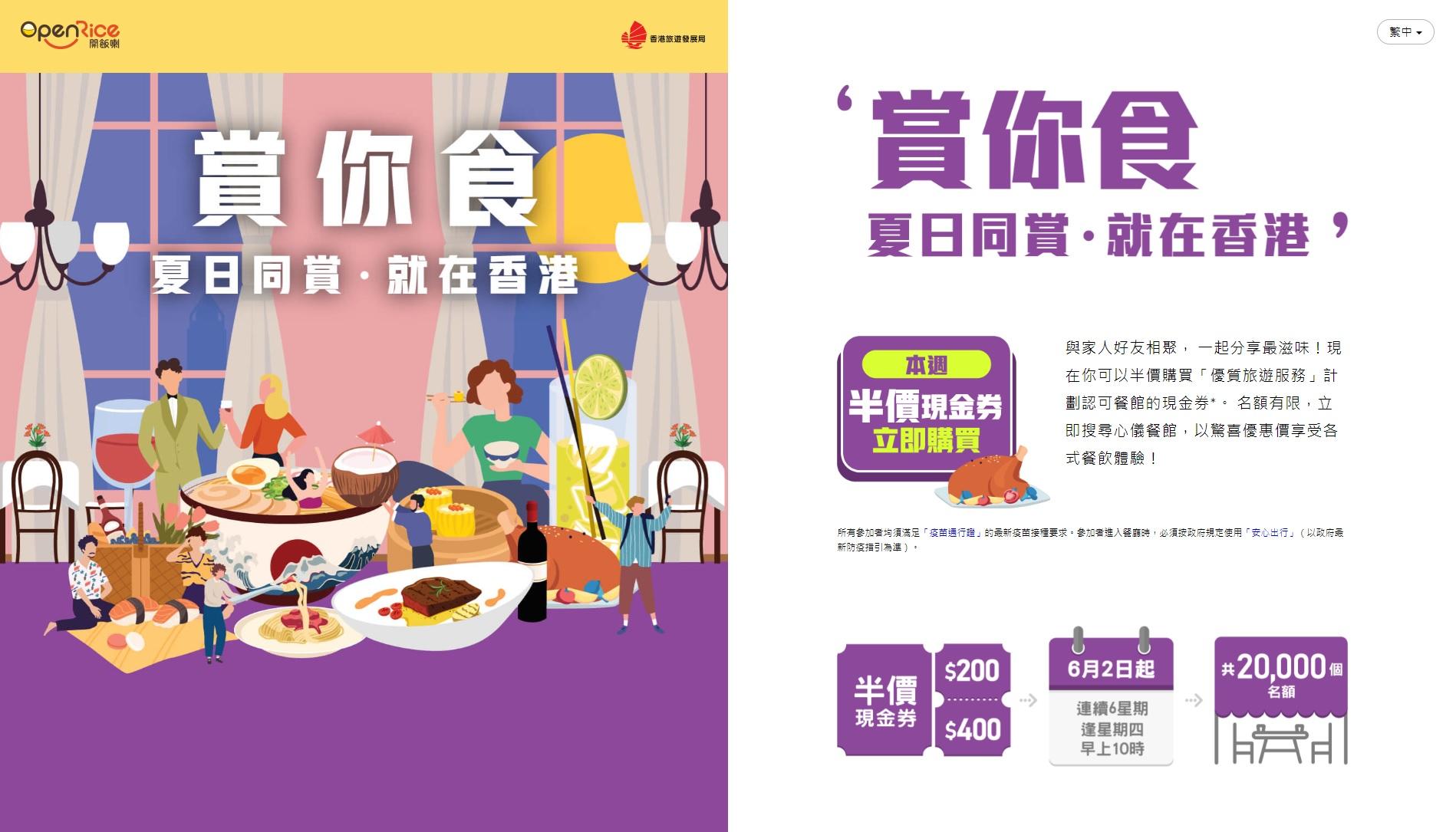 旅發局「賞你食」 6星期推2萬套半價餐飲現金劵（附名單）