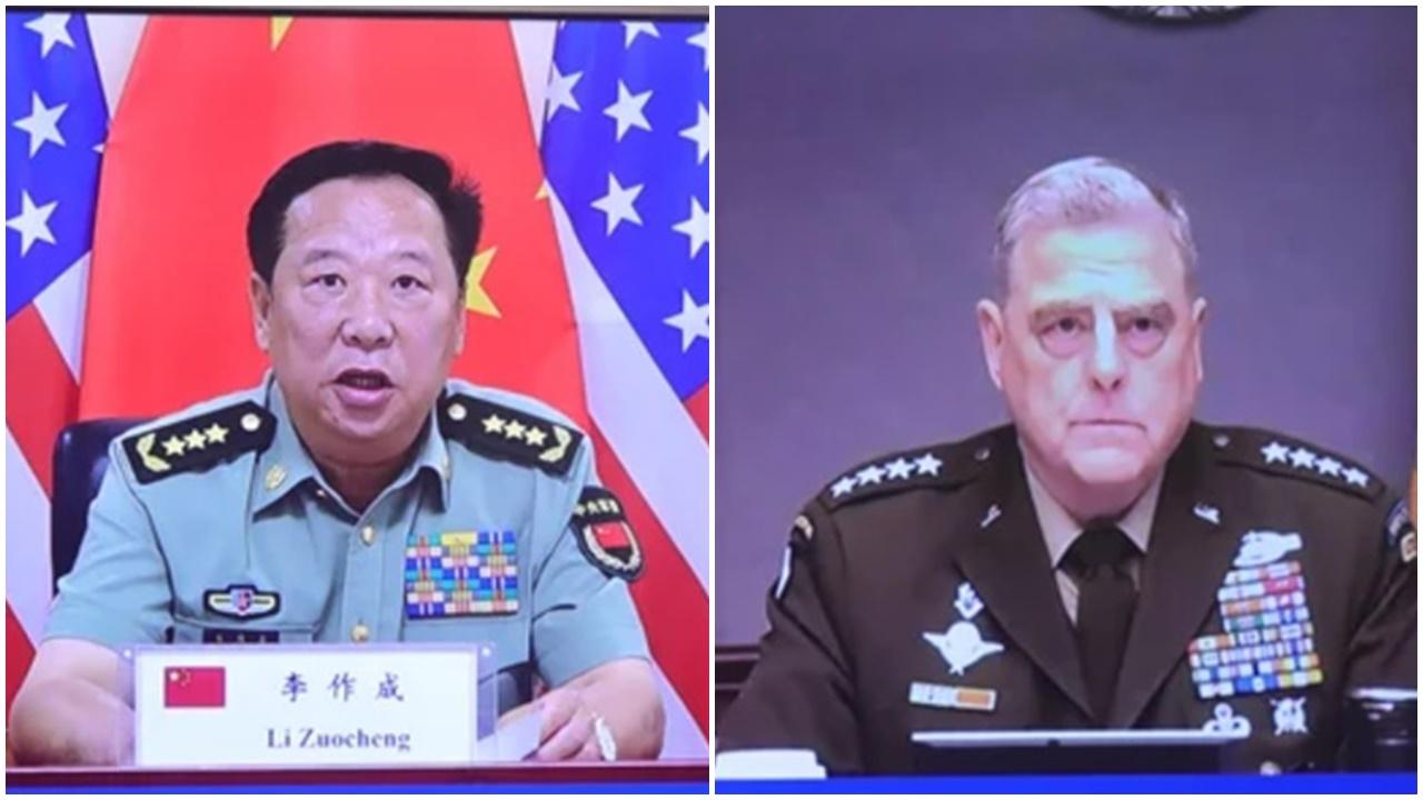 中美軍方高層通話，中方促停止美台軍事勾連。(網上圖片)