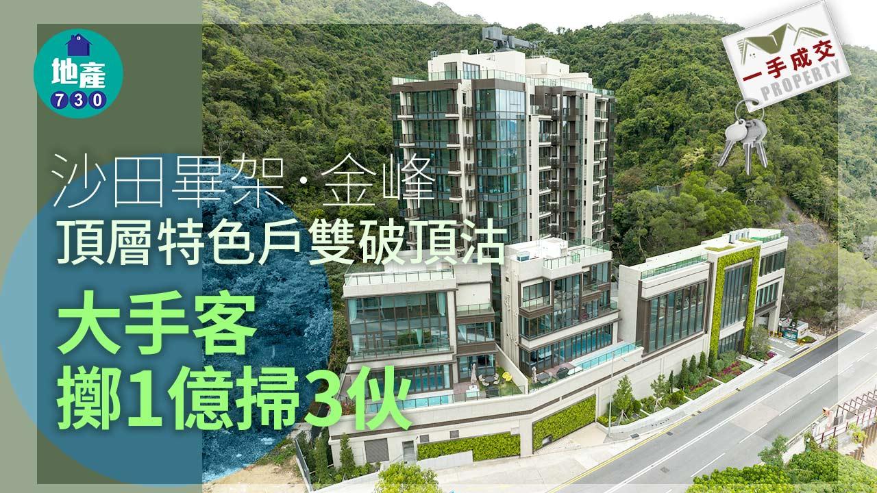 一手成交｜沙田畢架．金峰頂層特色戶雙破頂沽 大手客擲1億掃3伙