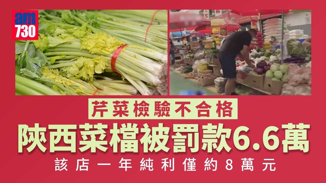 陝西菜檔芹菜抽驗不合格 賣出廿蚊 罰款6.6萬