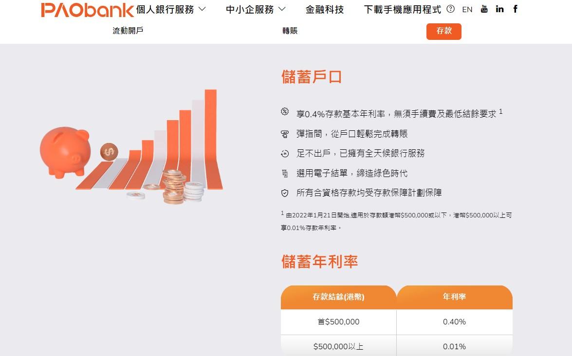 虛銀動態｜PAOB上調定存息 年息最高有2.7厘