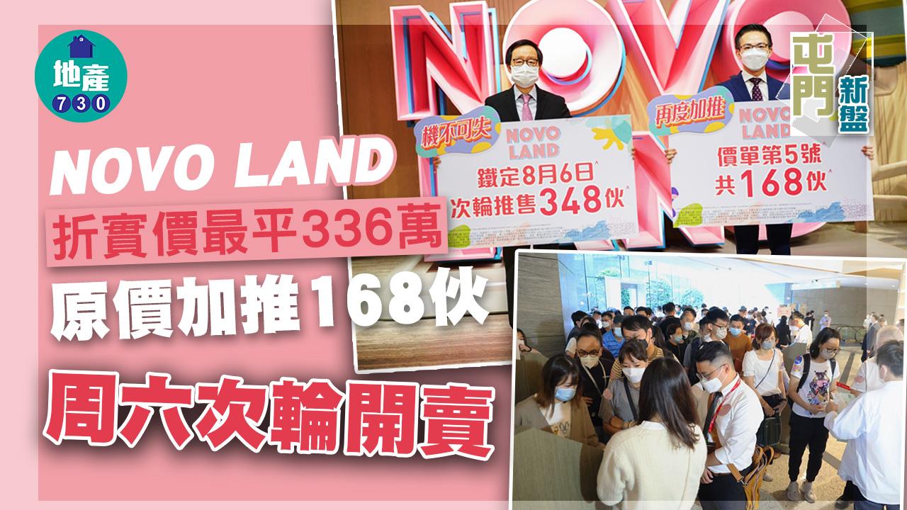 屯門新盤｜NOVO LAND原價加推168伙 折實價最平336萬 周六次輪開賣